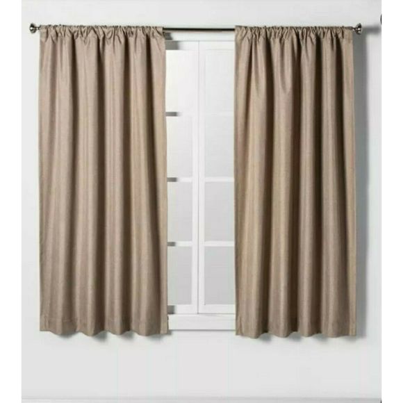 NEW!! (2) Tan Room-Darkening Curtain Panels 63"
